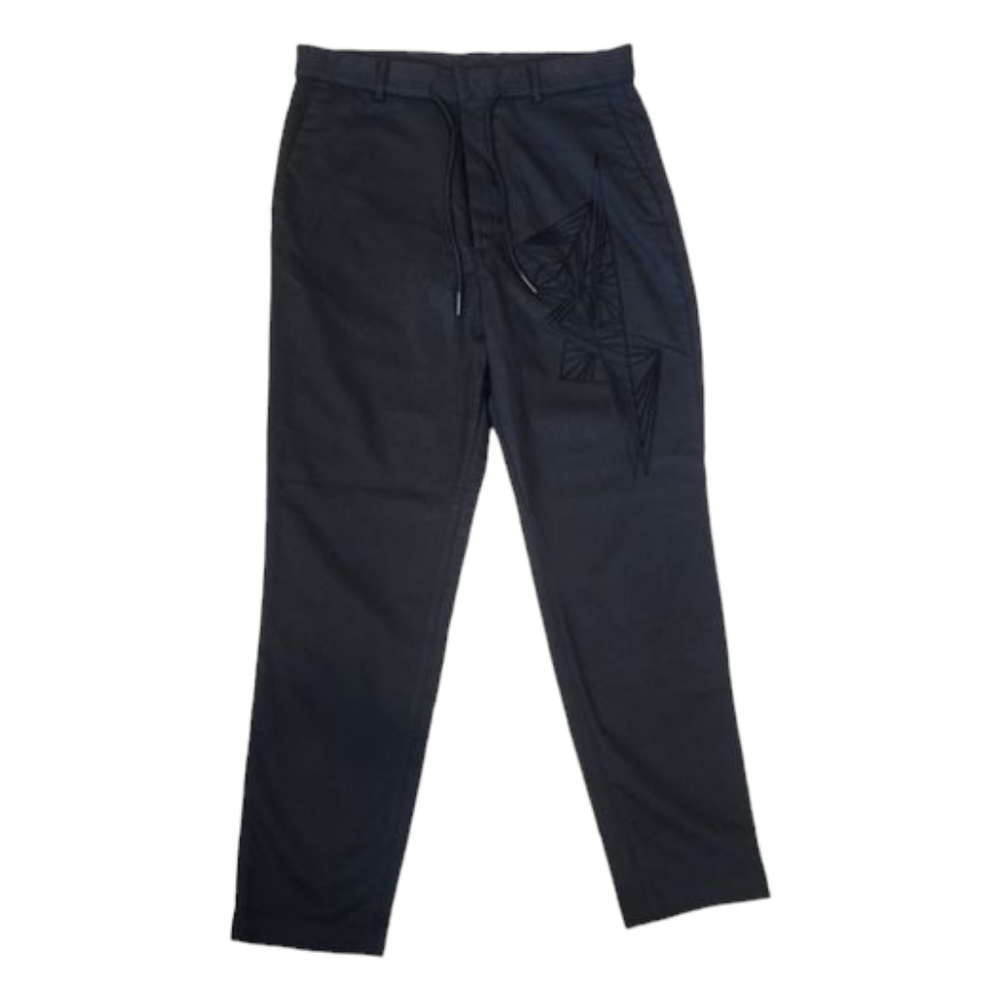 NEW Men's Designer Antony Morato Black Trousers w/Geometric Embroidery Size: 34